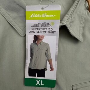 Eddie Bauer NWT Womens Departure 2.0 Long Sleeve Shirt UPF 50+ XL Fennel Color
